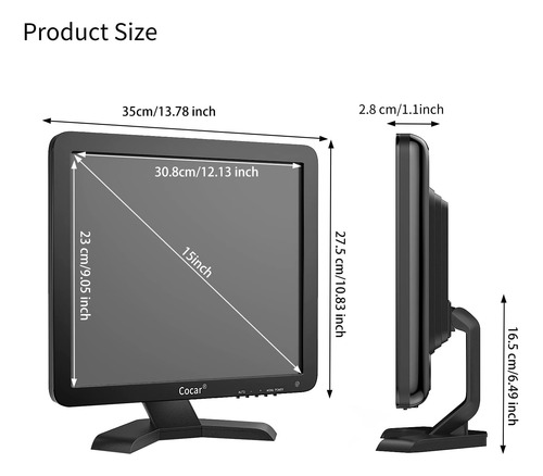 Monitor De Pantalla Táctil De 15 Pulgadas De Cocar, Lcd 1024