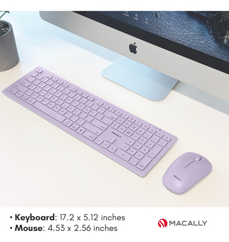Wireless Keyboard And Mouse Combo Macally For Mac - Purple