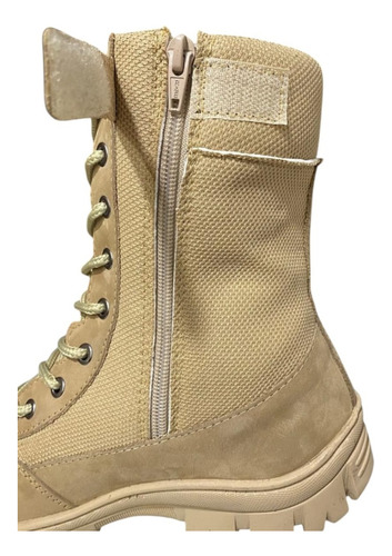 Coturno Bota Tática Com Ziper Proteção Antiderrapante Couro