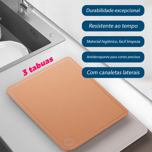 Conjunto De 3 Tábuas Para Corte De Fibra Bambu - Dolce Home Cor Sortida Lisa