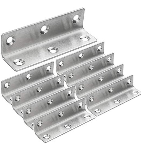 30 Pcs Sliver Corner Brace, Acero Inoxidable 80mm X 25mm X 2