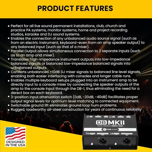 Db-mkii Caja De Audio De Inyección Directa Dual Premium D...