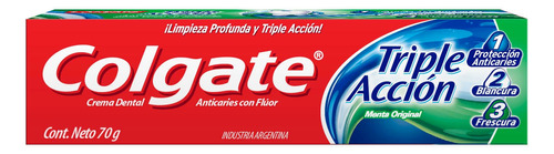 Dentifrico Colgate Triple Acción Menta Original 70g Pack X12