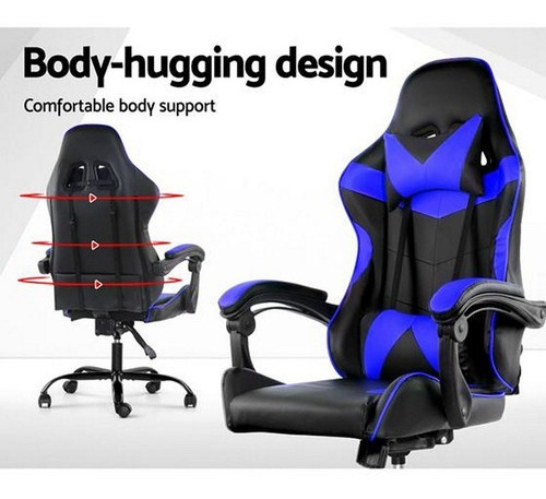 Silla Gamer Lumax Modelo Rom Electroventas Color Negro/Azul Material del tapizado Piel sintética