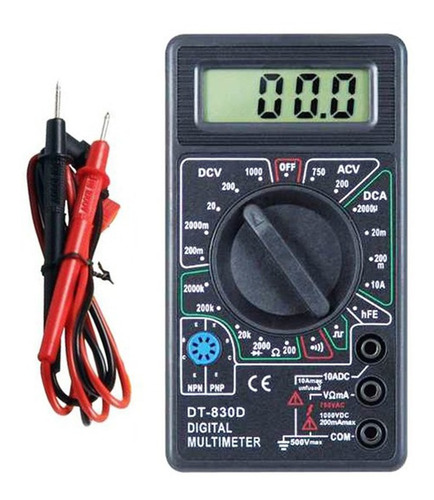 Tester Multimetro Digital Con Buzzer, Cables Y Bateria De 9v