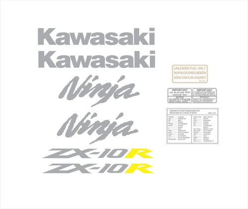 Adesivos Compatível Kawasaki Ninja Ninja Zx-10r 2005 Preta Cor KAWASAKI NINJA ZX-10R 2005 PRETA