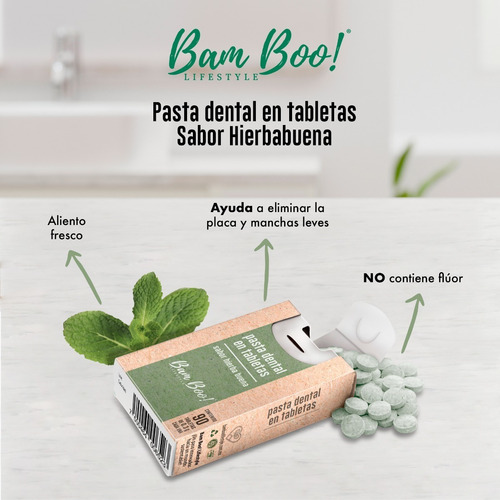 Imagen 5 de 7 de Frasco Pasta Dental Sólid Hierbabuena 75g Bam Boo! Lifestyle