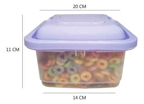 Contenedores De Plastico Cuadrados Th0301 Tapa Klip X3 Tamañ Multicolor