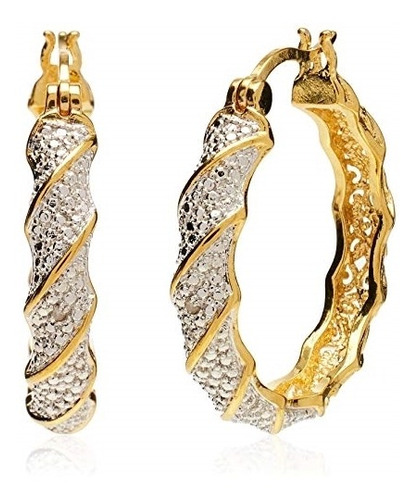 Aretes De Argolla Trenzados Con Diamantes De Dos Tonos