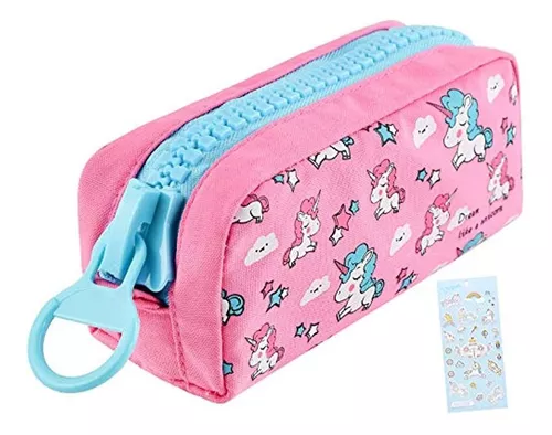 Estuche para lápices con diseño de unicornio bonito, estuche para lápices para  niñas, bolsa de maquillaje, bolsa de papelería de PU con cremallera, útiles  escolares, Moda de Mujer