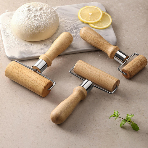 4 Paquete De 2-6 Rodillos De Madera Antiadherentes En Medio