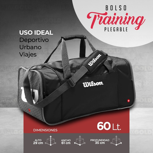 Imagen 3 de 7 de Bolso Wilson Deportivo Viaje Urbano Gym Bolsillo Reforzado