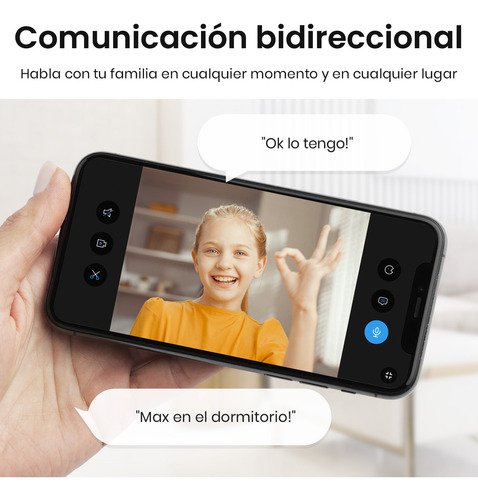 Cámara de seguridad interiores para seguridad hogar Cámara De Vigilancia Wi-Fi 4MP Detección de movimiento y notificaciones y Sonido Audio bidireccional compatible con Google y Alexa AOSU