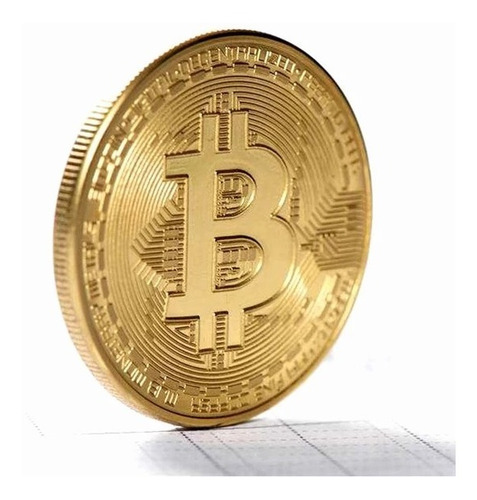 1 Moeda Bitcoin Banhada Ouro Colecao Comemorativa Jp363