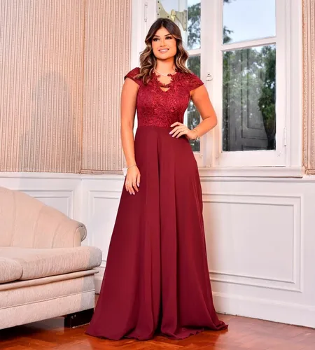 Vestido vermelho sales marsala mercado livre