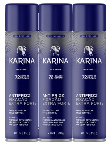 Kit Laquê Karina Extra Forte 400ml C/ 3 Unidades