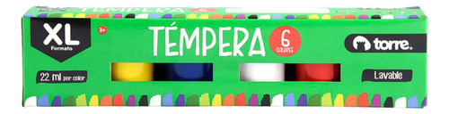 Tempera Torre Xl 6 Colores Lavable 22 Ml