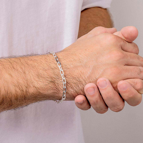 Pulseira Elo Cadeado De Prata 850038 Rommanel