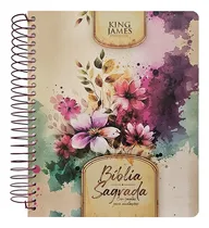 Comprar Bíblia Sagrada Evangélica Flores Folhas Desenho Rosa Lilas Azul Mulher Feminina Noturna Espiral Espaço Anotação King James 1611 Fiel 400 Índice Kja Capa Dura Pauta