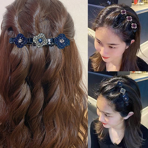 . Pinzas For El Cabello Trenzadas Con Piedras De Cristal