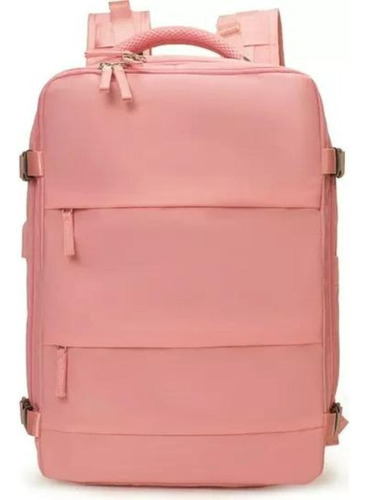 Mochila Para Viagem Multifuncional Mala De Bordo 42 Litros Cor Rosa Desenho Do Tecido Liso