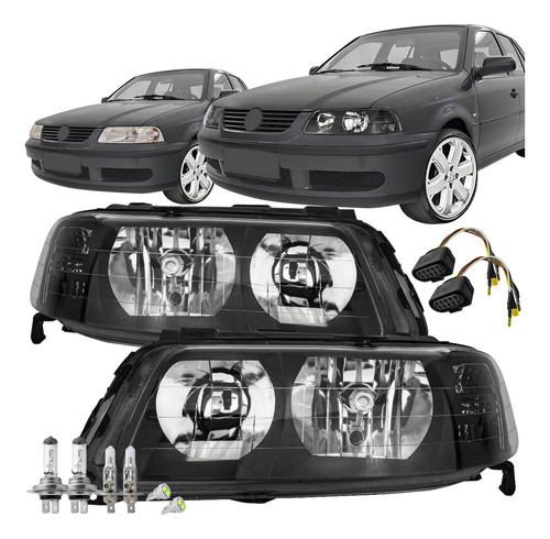 Kit Farol Duplo Gol G3 1999 À 2005 Para Simples C/ Adaptador