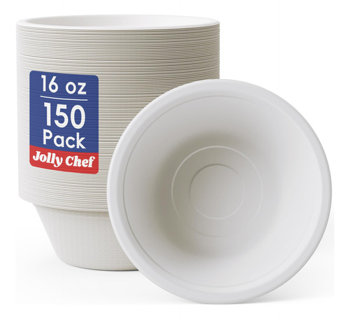 Jolly Chef Cuenco De Papel Desechable 100% Compostable [16 O