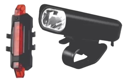 Kit Farol Bike 400 Lumens Com Lanterna Vista Light Usb 5f Cor Preto