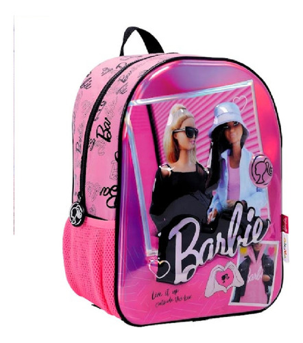 Mochila Espalda Barbie Relieve 14 Pulgadas Wabro Color Rosa