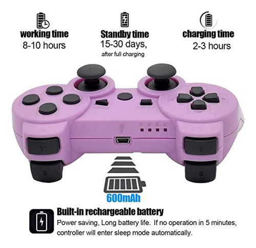 Pack 2 Controladores Inalmbricos Ps3 Bluetooth - Azul Y Mora