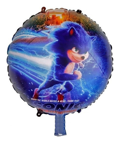 24 Globos Metalicos The Hedgehog Sonic 45cm Con Varillas 