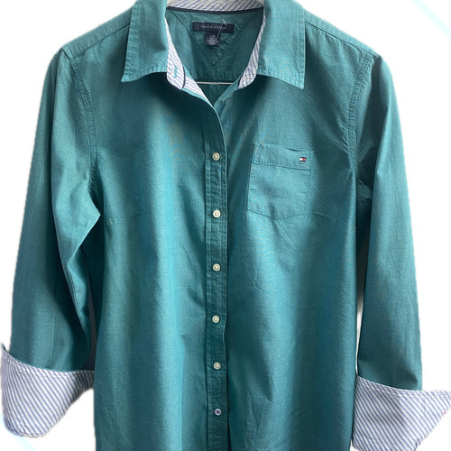 Camisa Tommy Hilfiger Tam 44 Feminina Algodão Verde Usada