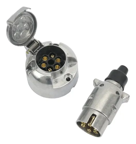 Kit Tomada Alumínio Engate Cromada 6 Polo Reboque Carretinha
