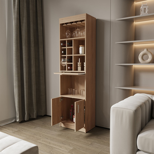 Bar Alto 8 Botelleros Repisa Extensible Fm-012a - Cafe Claro