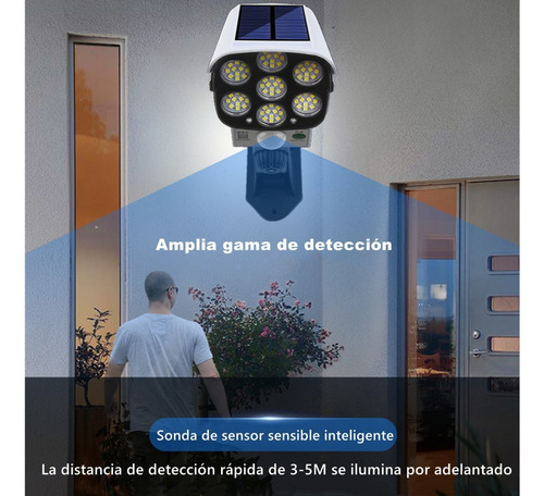 Luz Solar Control Remoto 77led 3 Modos De Falsa Cámara