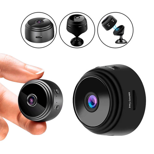 Mini cámara de seguridad espía discreta Wifi Full HD, color negro