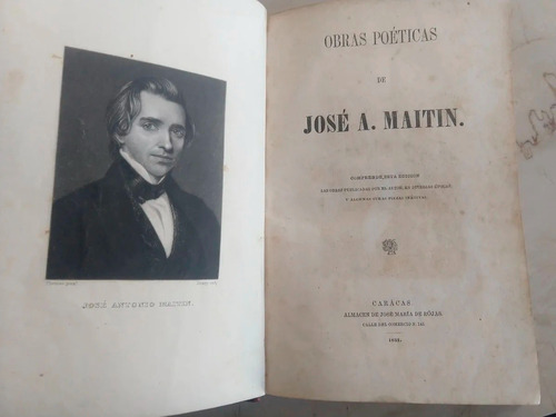 Obras Poeticas Jose Maitin Poemas 1851 Libro Antiguo 