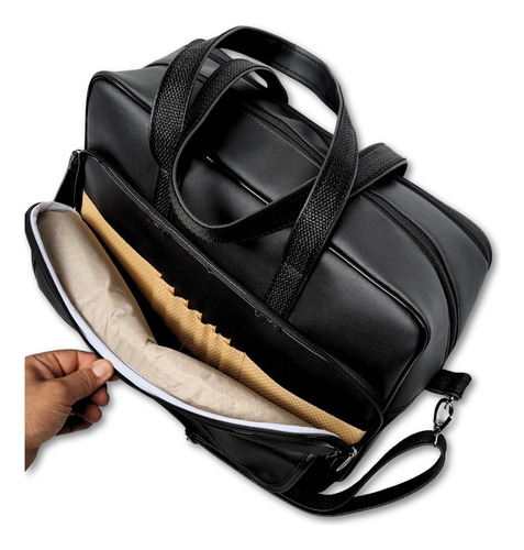 Pasta Executiva Bolsa Ombro Executiva Notebook Maleta Social Cor Preto Desenho Do Tecido Lisa