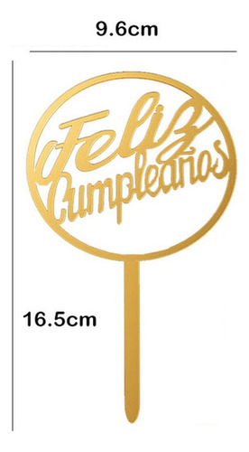 Topper Cake Feliz Cumpleaños Acrílico Dorado Letrero Pastel Dorado Feliz Cumpleaños