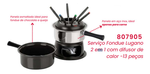 Conjunto De Fondue Duplo Faz Queijo E Chocolate 2 Panelas