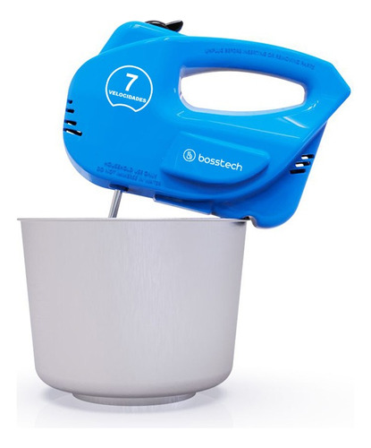 Batidora De Mano 7 Vel Con Bowl 200w Bosstech Bsed-m3-bl