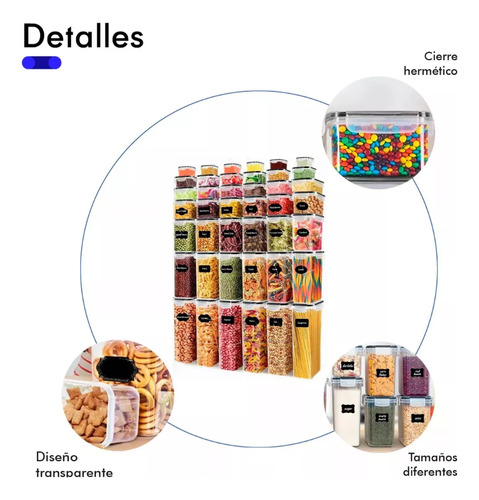 Kit 42 Recipientes Herméticos Con Tapa Multiusos