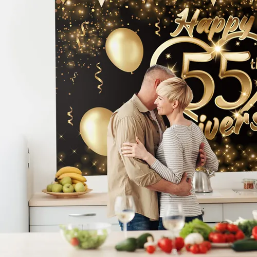 Banner De Fondo Para Decoración De Feliz 55 Aniversario, Neg
