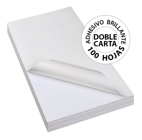 Papel Adhesivo Blanco Brillante Doble Carta  - 100 Hojas