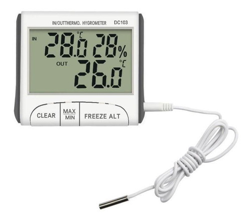 Higrômetro Digital Com Termômetro E Relógio