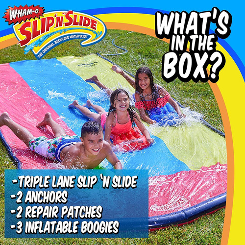 Wham-o Slip N Slide Triple Deslizamiento Y Tobogán Con 3 Bot