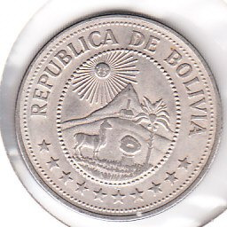 Moneda Bolivia Republica Cinco Pesos Bolivianos 1976