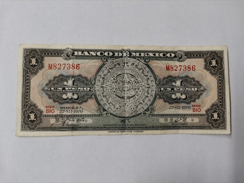 Billete Antiguo Mexicano 1 Peso 1970