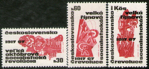 Checoslovaquia Serie X3 Sellos Mint 50° Revolución Rusa 1967