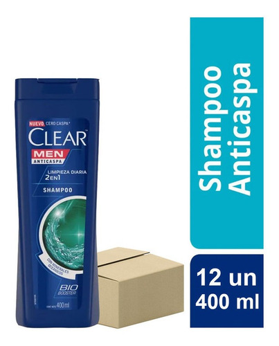Clear Shampoo 2 En 1 Anticaspa Dual Effect 12 Un X 400 Ml